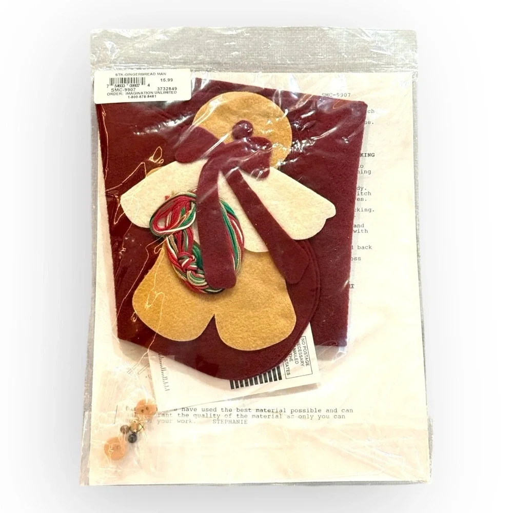 NOS Bernat Gingerbread Man Felt Christmas Stocking Kit Stephanie's‎ Collection